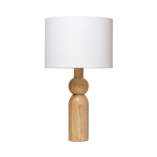20 Natural Wood Table Lamp With Linen, White And Natural Wood Table Lamp